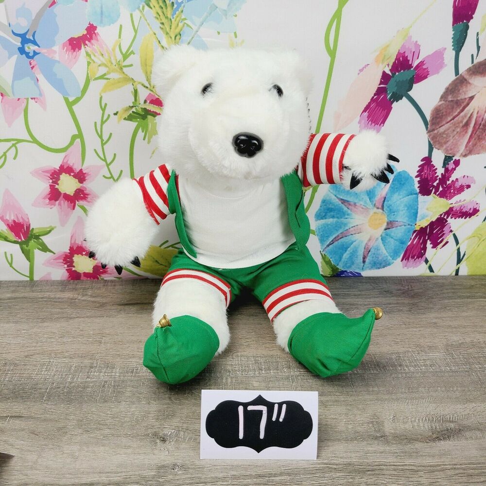 Nanco Animaland Polar Bear Elf Plush 17" Christmas Stuffed Animal 2010 HTF